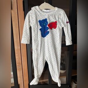 Vintage 1980s teddy bear horse footies Absorba USA Polka Dots Baby Sleeper boy